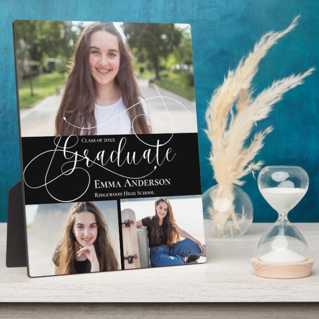 Class Of 2025 Graduation Black Multi Photo  Gift Plaque (Side)