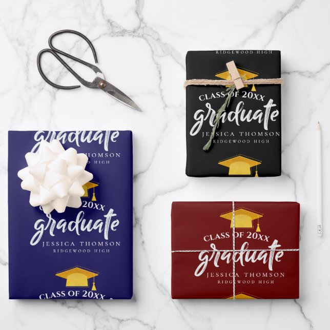 Class of 2025 Graduation Congratulation Grad Party Wrapping Paper Sheet (Front)