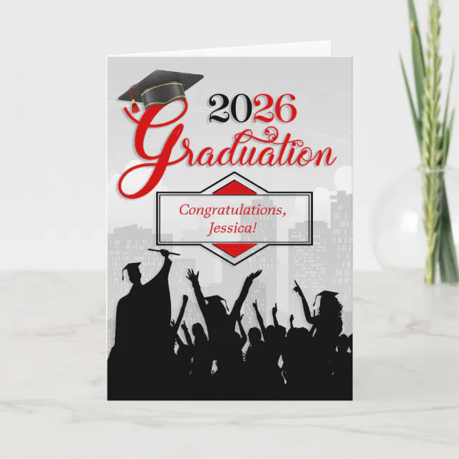 Class of 2025 Graduation Congratulations in Red Card | Zazzle
