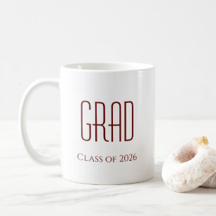 Class of 2025 Graduation Grad Simple White Red  Coffee Mug