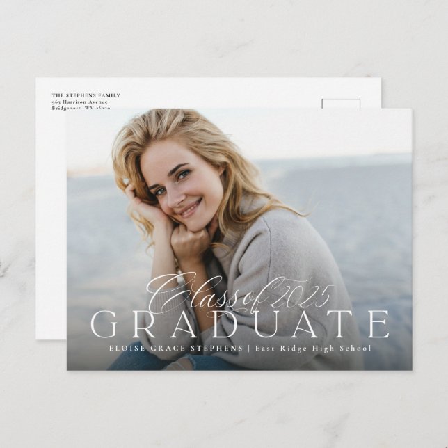 Class of 2025 graduation invitation announcement postcard (Front/Back)