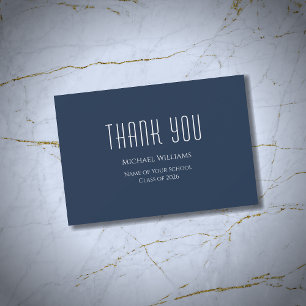 Class of 2025 Graduation Minimalist Navy Blue Thank You Card