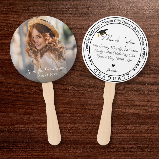 class of 2025, graduation modern thank you photo hand fan (Creator Uploaded)
