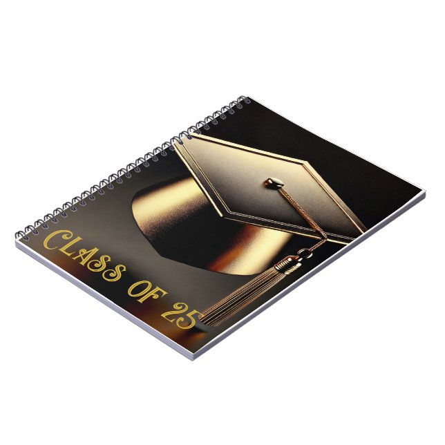 Class of 2025 Graduation Notebook – Gold Cap (Left Side)