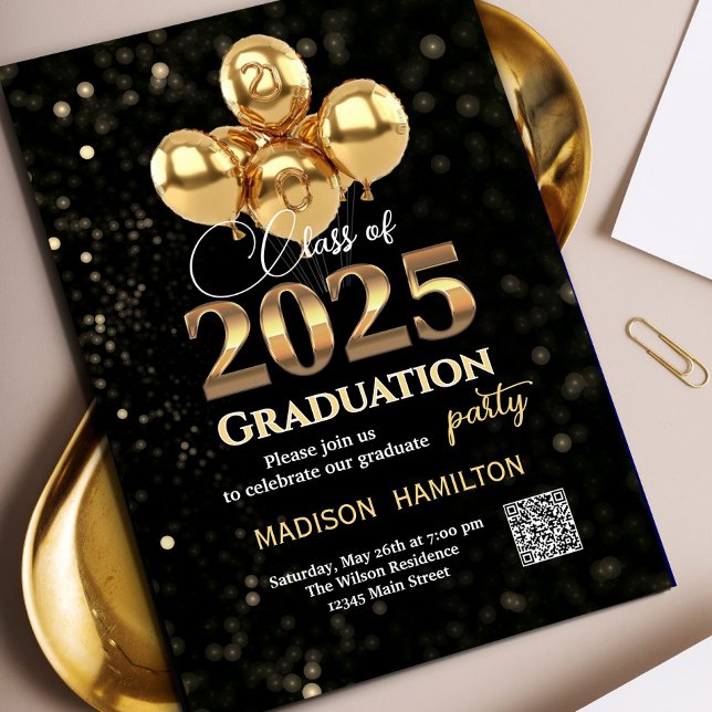 Class of 2025 Graduation Party Invitation (✨🎓 The tassel was worth the hassle! 🎓✨#GraduationParty #ClassOf2025 #GradInvites #GoldAndBlack )