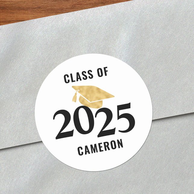 Class of 2025 Graduation Personalised Classic Round Sticker (Creator Uploaded)