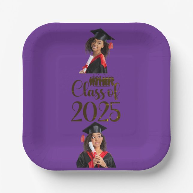 Class of 2025 Graduation Personalised Paper Plate (Front)