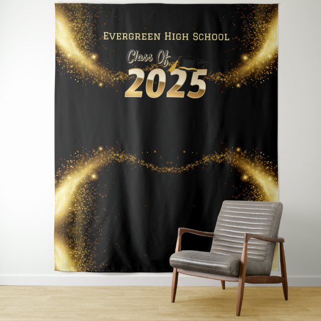 Class of 2025 Graduation Photo Booth Backdrop Tapestry (In Situ)
