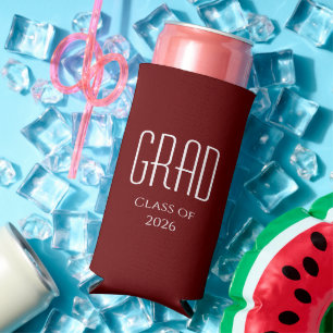 Class of 2025 Graduation Red Simple  Seltzer Can Cooler