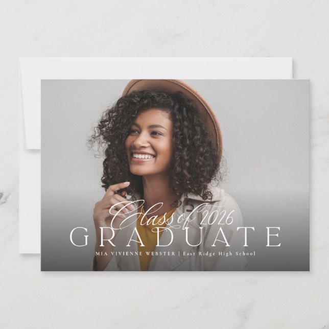 Class of 2025 graduation simple elegant photo announcement (Front)