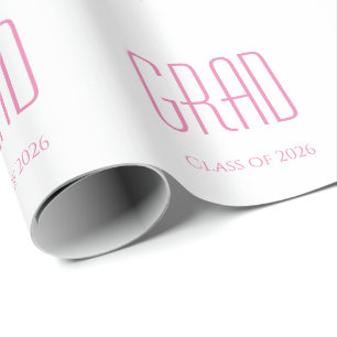 Class of 2025 Graduation Simple Pink Typography  Wrapping Paper
