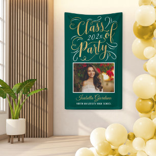 Class of 2025 Green Gold Graduation Party Photo Banner