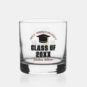 Class of 2025 Maroon Graduation Custom Graduate Whiskey Glass