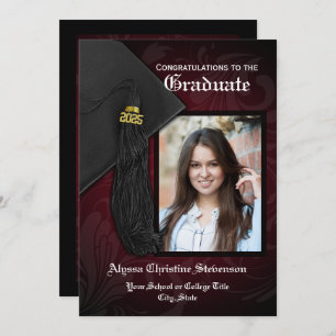 Class of 2025 Maroon Tassel Photo Graduation Invitation