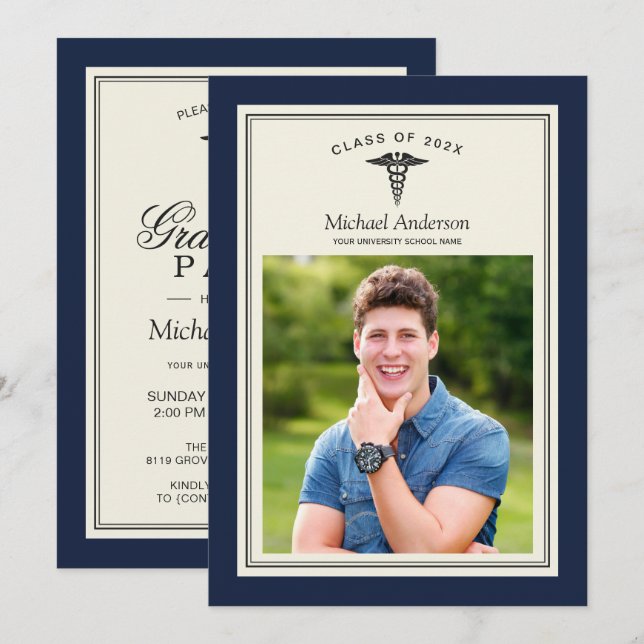 Class of 2025 Medical School Graduation Party Invitation (Front/Back)