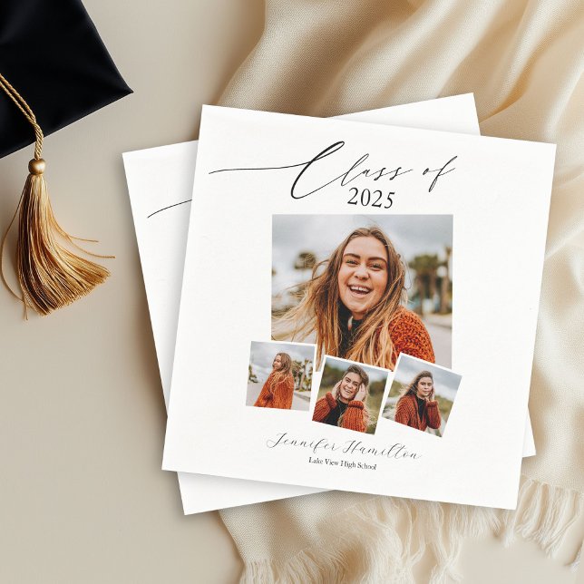 Class Of 2025 Minimalist Photo Grad Party Napkin (Creator Uploaded)