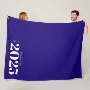 Class of 2025 Modern Blue White Senior Classic  Fleece Blanket