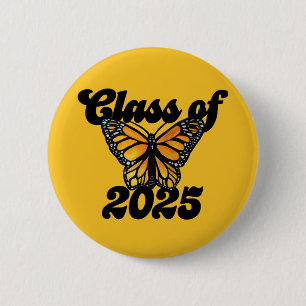 Class of 2025 Monarch Butterfly Orange and Black   6 Cm Round Badge