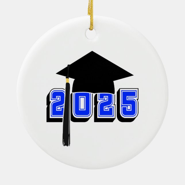 Class of 2025 Mortar Board Design Ceramic Ornament (Back)