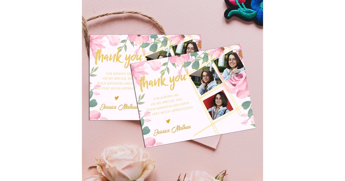 Class of 2025 Multi Photo Graduation Thank you Postcard | Zazzle