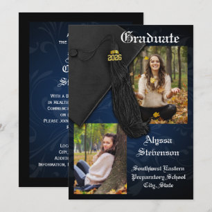 Class of 2025 Navy Tassel Dignified Graduation Invitation