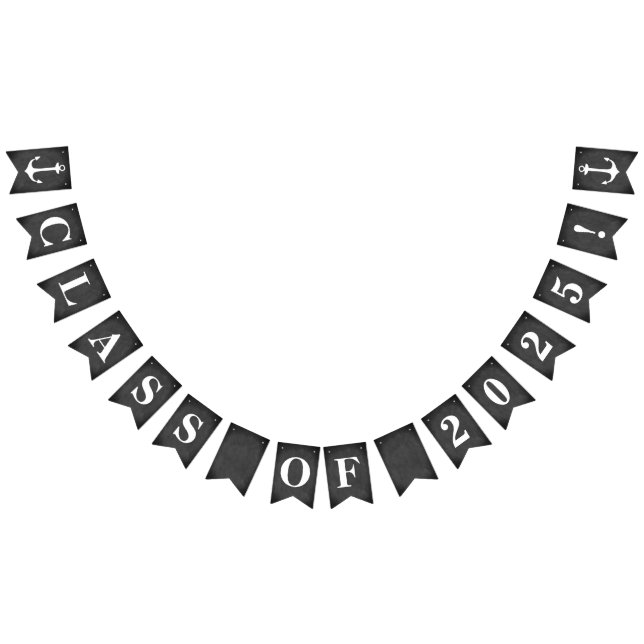 CLASS OF 2025 on Simulated Chalkboard with Anchors Bunting (All)