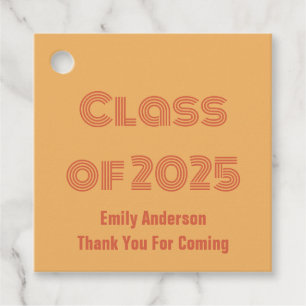Class of 2025 Orange and Red-Orange Graduation Favour Tags