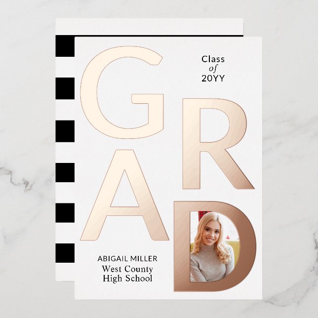 Class of 2025 photo foil graduation announcement (Front/Back)
