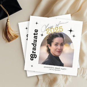 Class Of 2025 Photo Graduation Party Retro Napkin