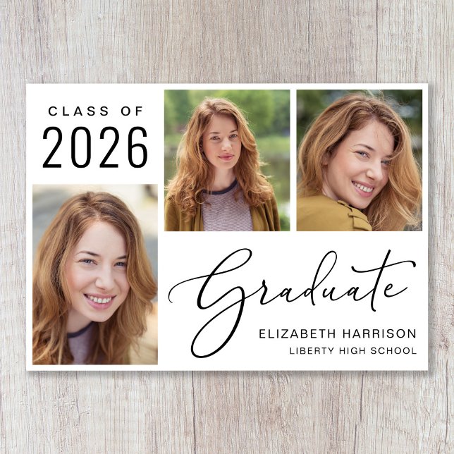 Class of 2025 Photo Script Graduation Announcement (Cherish the milestone: share your graduate's achievement with a custom photo graduation announcement)