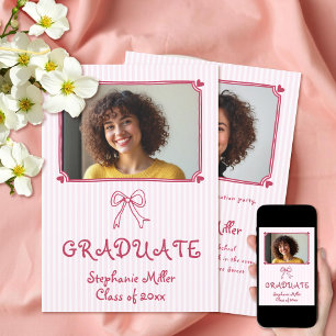 Class of 2025 pink bow Graduate photo            Invitation