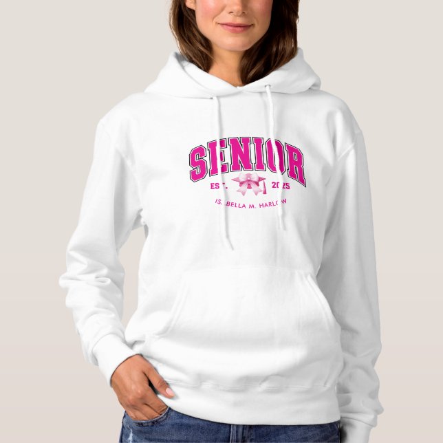Class of 2025 Pink Coquette Graduate Name Hoodie (Front)