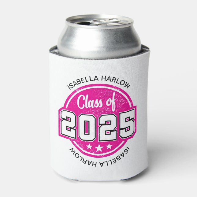 Class of 2025 Pink Graduate Name Can Cooler (Can Front)