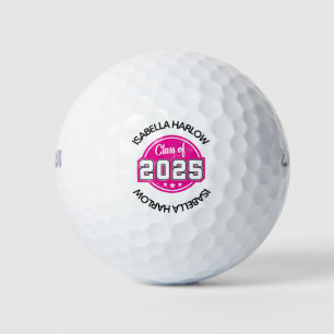 Class of 2025 Pink Graduate Name Golf Balls