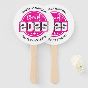 Class of 2025 Pink Graduate Name Hand Fan