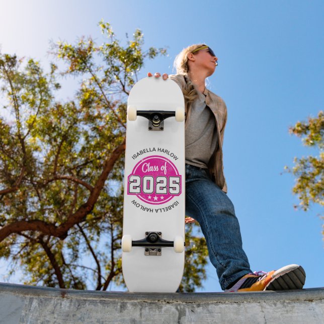 Class of 2025 Pink Graduate Name Skateboard (Outdoor 1)
