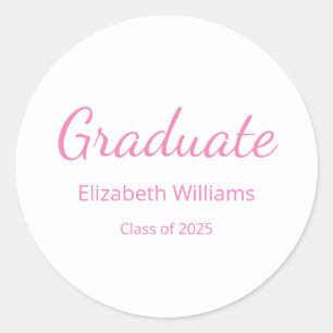 Class of 2025 Pink Script Graduation  Classic Round Sticker