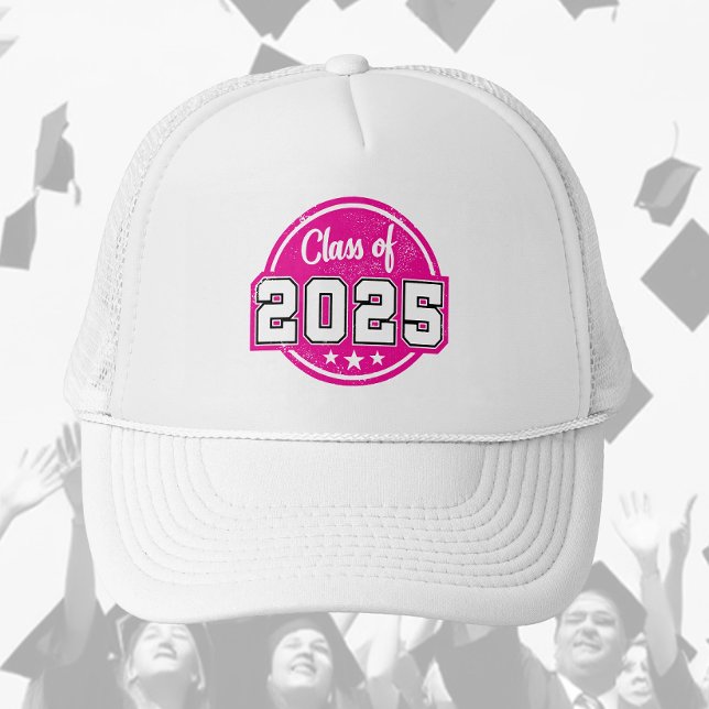 Class of 2025 Pink Vintage Badge Trucker Hat (Creator Uploaded)