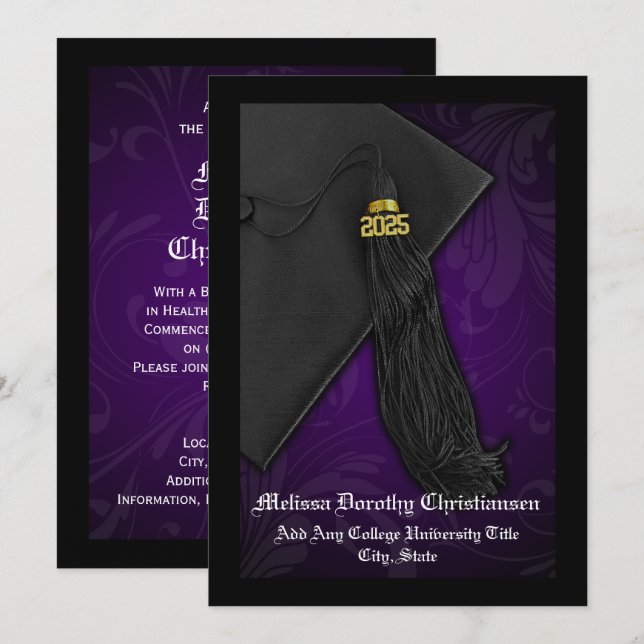 Class of 2025 Purple Tassel Graduation Invitation (Front/Back)