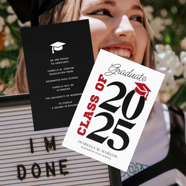 Class of 2025 Red and Black Graduation Announcement (Creator Uploaded)