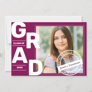 Class of 2025 Red Bold Font  Photo Graduation  Magnetic Invitation