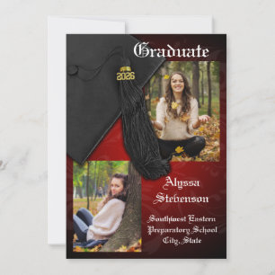 Class of 2025 Red Tassel Dignified Graduation Invitation