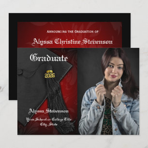 Class of 2025 Red Tassel Photo Graduation Invitation