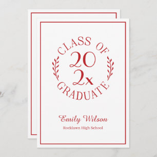 Class Of 2025 Red White Emblem Graduation Party Invitation