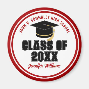 Class of 2025 Red White Personalised Graduate Magnet