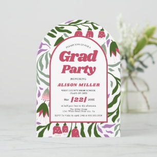Class Of 2025 retro flowers Graduation arched Invitation