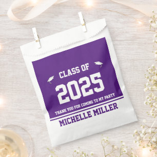 Class of 2025 Royal Purple and White Graduate Name Favour Bags