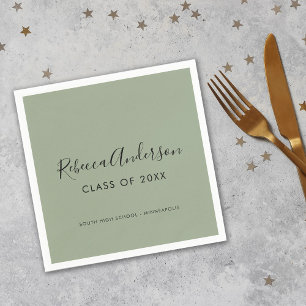 Class of 2025 Sage Green Graduation Party Napkin