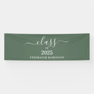Class of 2025 Sage Green Simple Modern Graduation Banner
