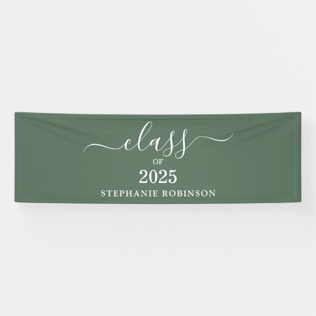 Class of 2025 Sage Green Simple Modern Graduation Banner (Horizontal)
